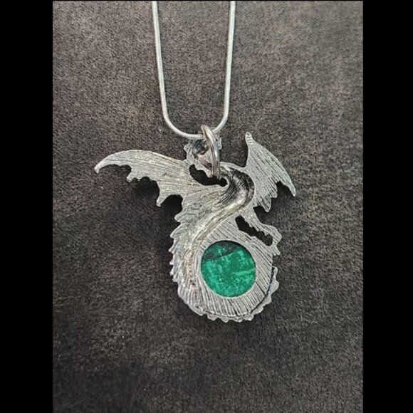 Malachite Crystal Dragon Necklace - Picture 2 of 2
